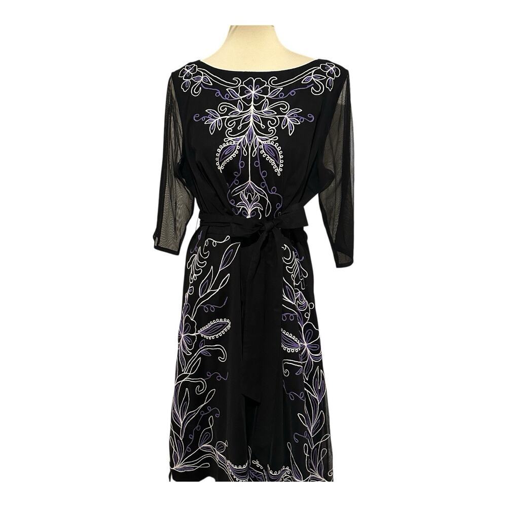 EShakti Whimsigoth Floral Embroidered Lace Dress Sz 20 2XL Dark Romance Sheer